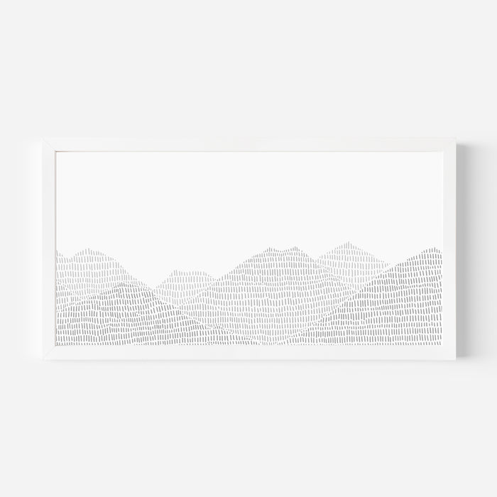 Modern Gray Mountain Landscape Illustration Panoramic - Art Print or Canvas - Jetty Home