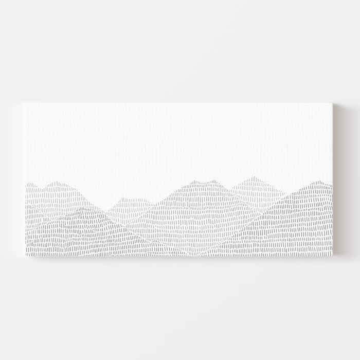 Modern Gray Mountain Landscape Illustration Panoramic - Art Print or Canvas - Jetty Home