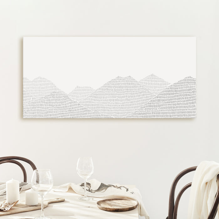Modern Gray Mountain Landscape Illustration Panoramic - Art Print or Canvas - Jetty Home