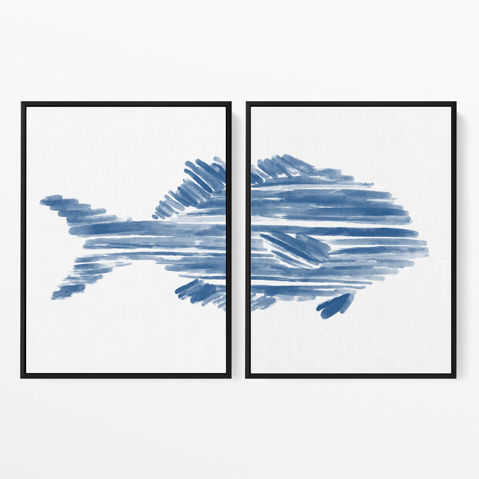 Modern Perch Fish Diptych - Set of 2  - Art Prints or Canvases - Jetty Home