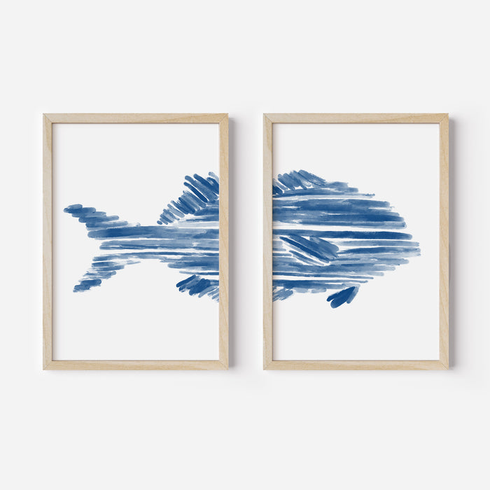 Modern Perch Fish Diptych - Set of 2  - Art Prints or Canvases - Jetty Home