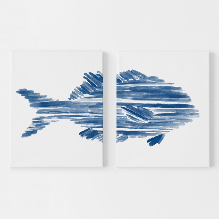 Modern Perch Fish Diptych - Set of 2  - Art Prints or Canvases - Jetty Home