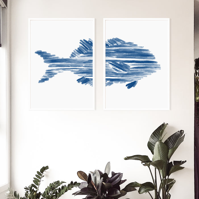 Modern Perch Fish Diptych - Set of 2  - Art Prints or Canvases - Jetty Home