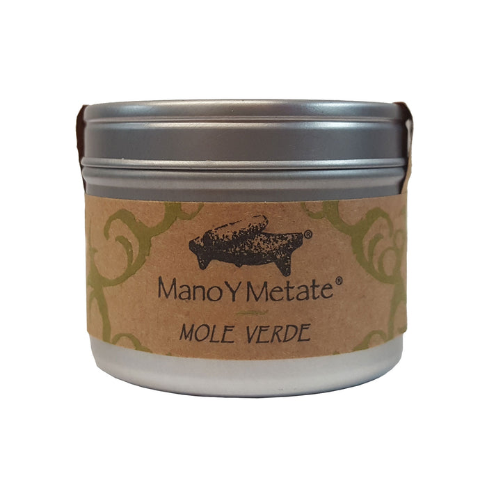 The bright flavors of cilantro, parsley, and epazote set off the roasted Hatch green chiles from New Mexico.&nbsp;Thickened with green pumpkin seeds and sesame seeds.&nbsp;Sometimes referred to as Pipian Verde. Medium spicy.  100% GMO free!