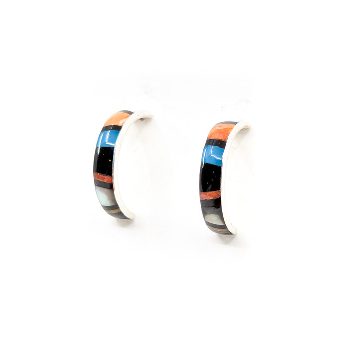 Mosaic Inlay Half Hoop Earrings