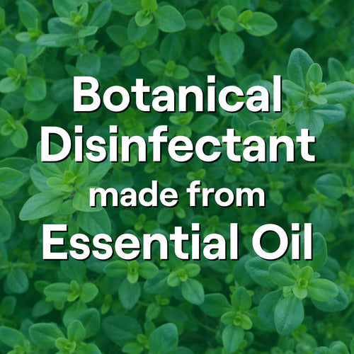 Text reads, Seventh Generation Multi-Surface Disinfecting Wipes made from essential oils over a background of green leafy plants.
