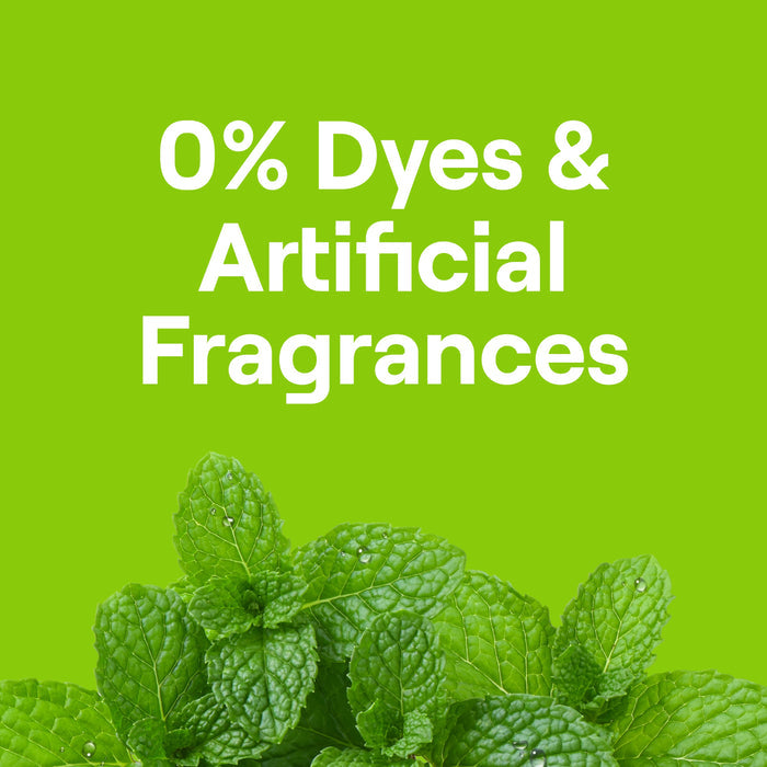 The bright green background with fresh mint leaves showcases 0% Dyes & Artificial Fragrances in white text, highlighting a natural theme. Perfect for those seeking chemical-free cleaning solutions like Seventh Generations environmentally-friendly Multi-Surface Wipes.