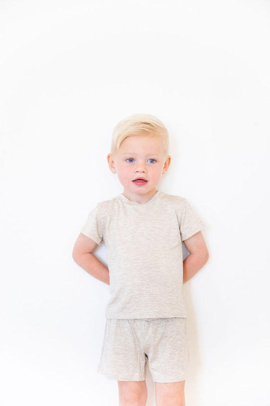 OATMEAL SOLID SHORT SET