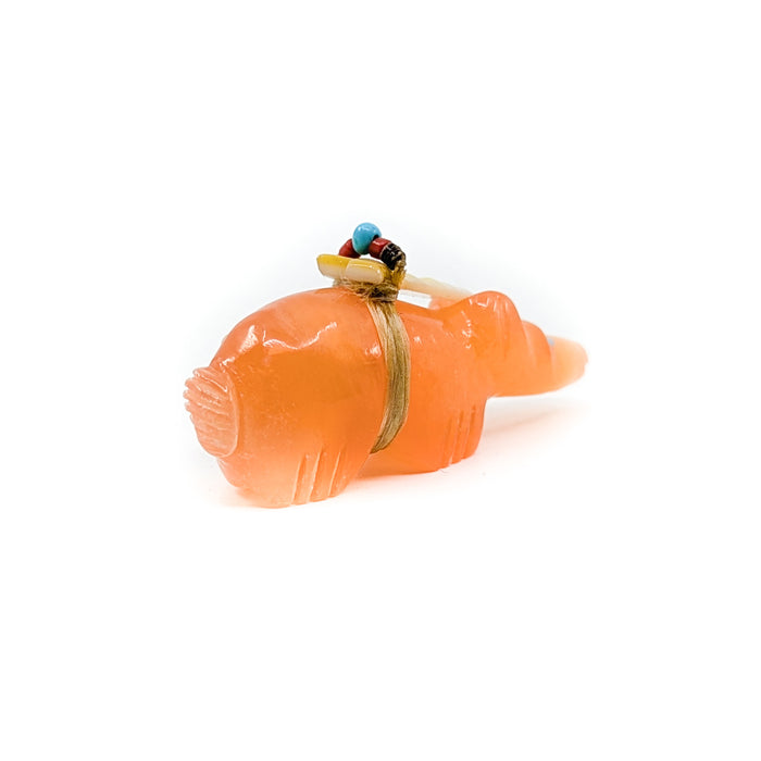 Orange Alabaster Bear Carving