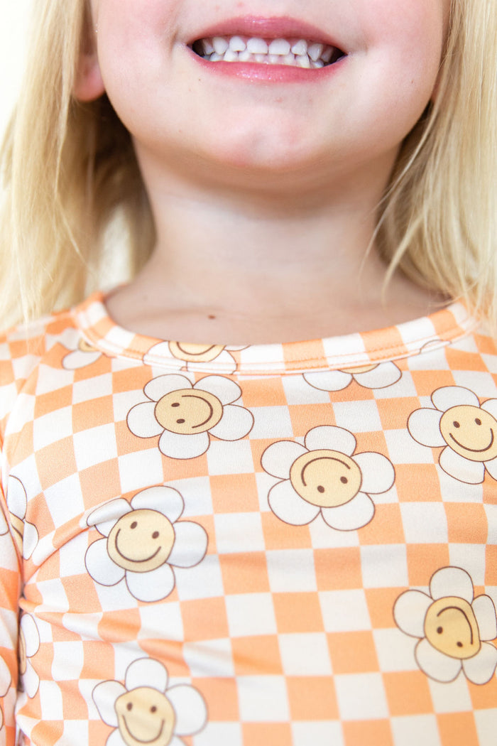 ORANGE SMILEY CHECKER | LONG SLEEVE