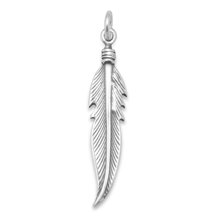 silver feather charm