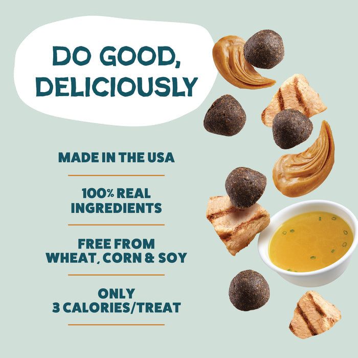 Shameless Pets Peanut Butter Bliss Bone Broth Training Treats: Do Good, Deliciously. Made in the USA with 100% real ingredients and natural collagen—perfect for training at just 3 calories each.