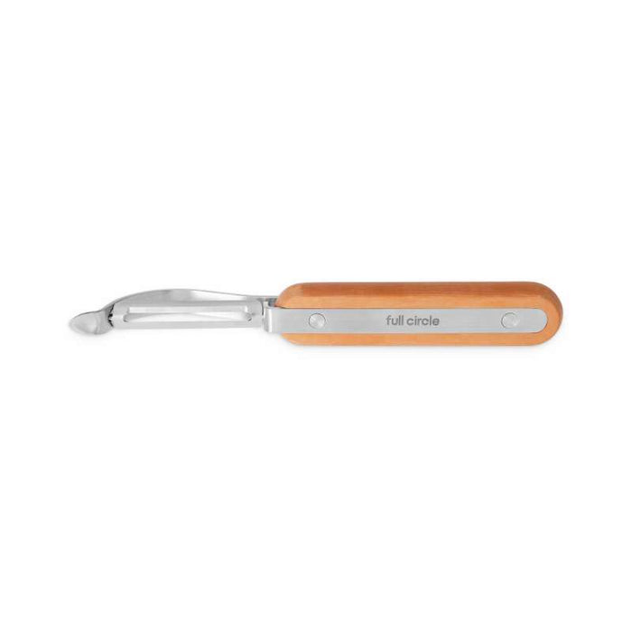 Explore Full Circles Peeler, which boasts a comfy wooden handle and a sharp stainless steel blade for effortless peeling. Its also dishwasher safe for easy cleaning!.