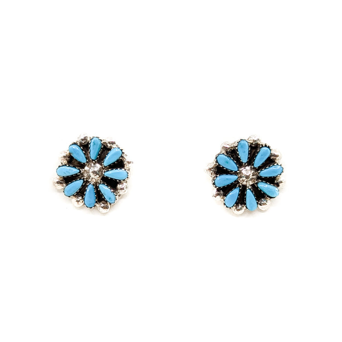 Petit Point Oval Cut Zuni Turquoise Studs