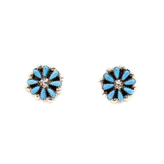 Petit Point Oval Cut Zuni Turquoise Studs