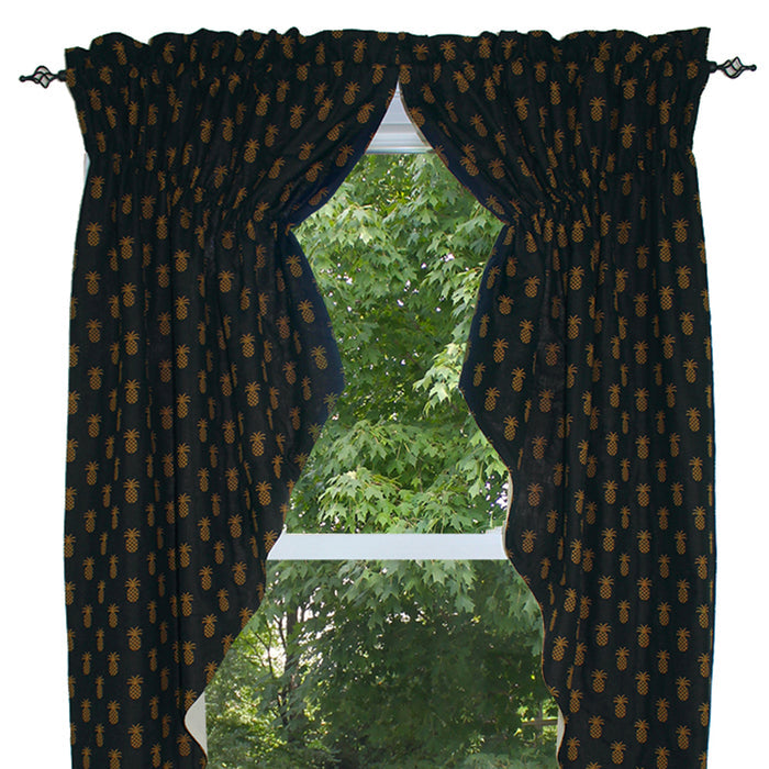 Pineapple Town -  Black Gathered Swag C6660011 - Interiors by Elizabeth