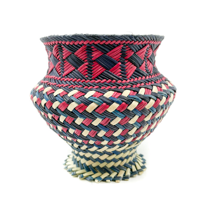 Pink and Blue Pine And Sotol Olla Basket