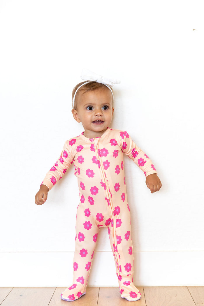 PINK DAISY | FOOTIE ONE PIECE