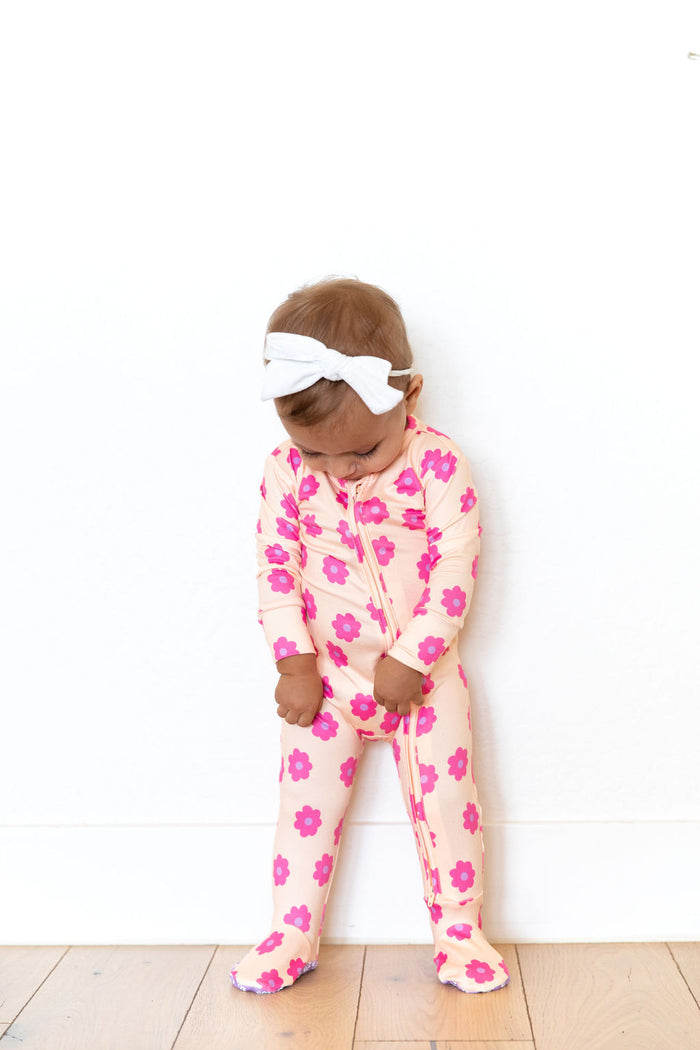PINK DAISY | FOOTIE ONE PIECE