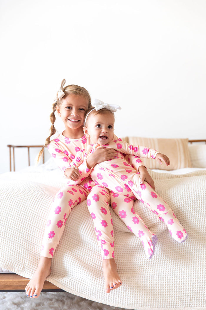 PINK DAISY | FOOTIE ONE PIECE