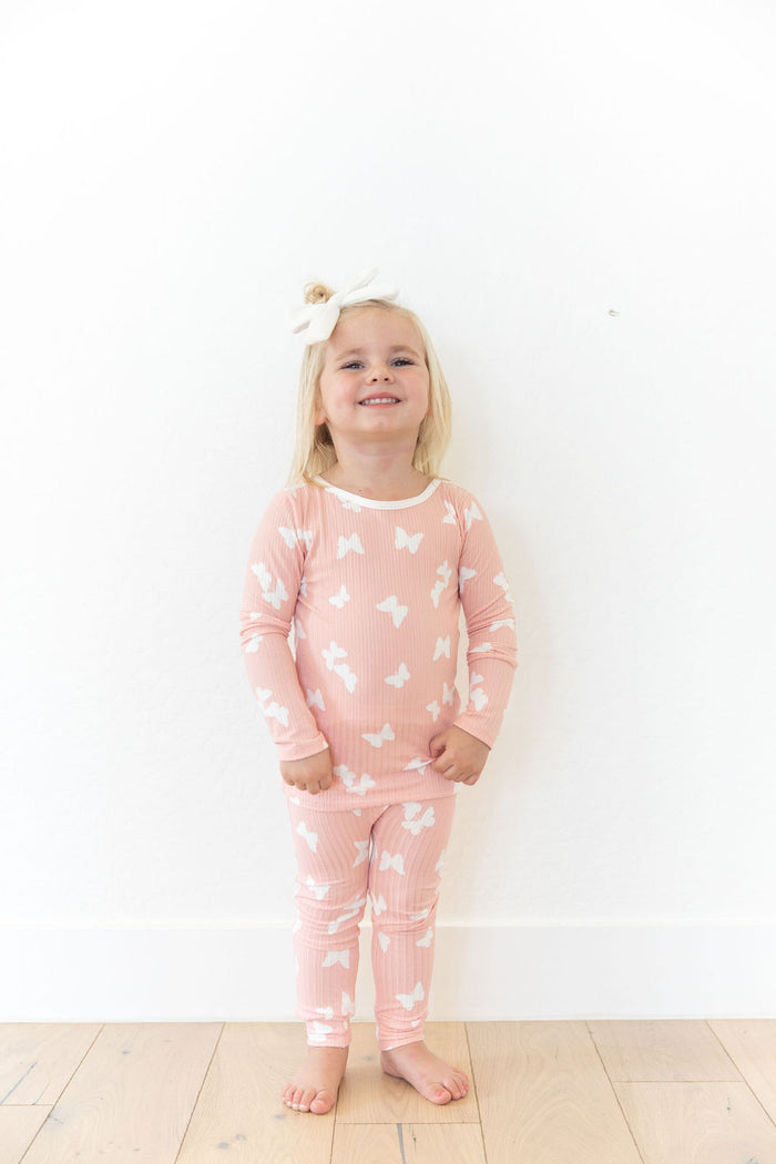 PINK + WHITE RIBBED BUTTERFLY | LONG SLEEVE