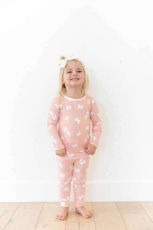 PINK + WHITE RIBBED BUTTERFLY | LONG SLEEVE