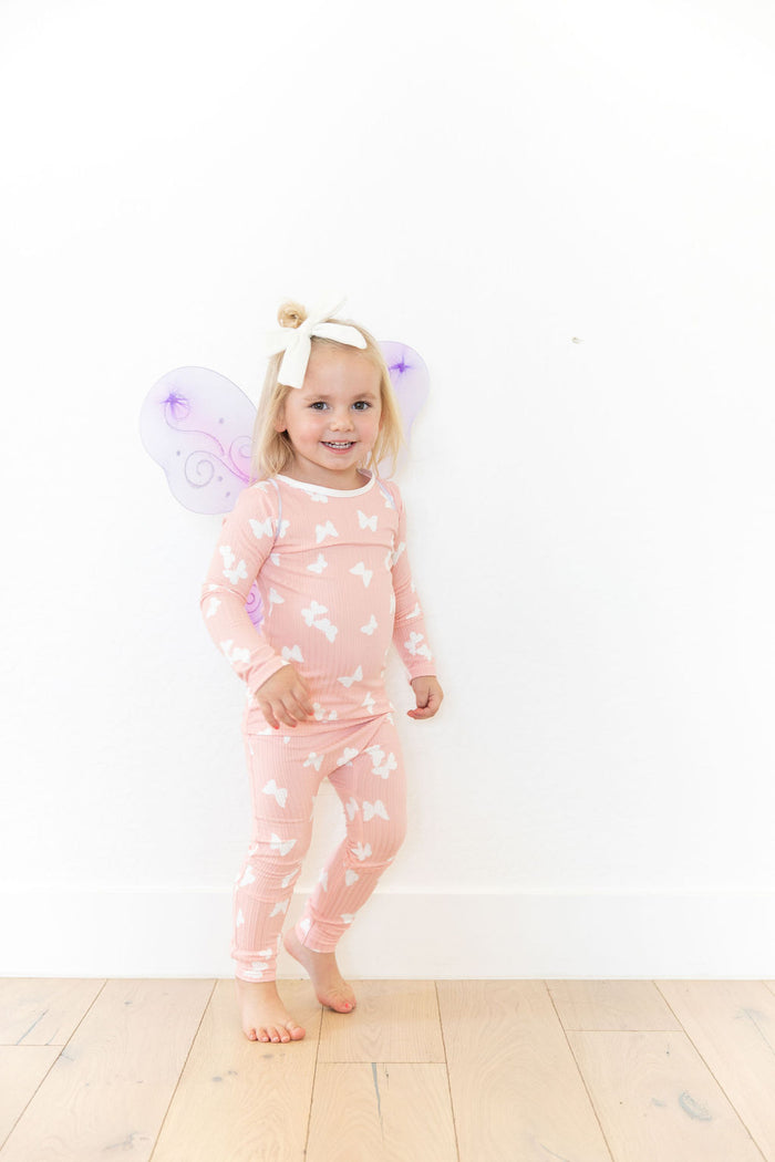 PINK + WHITE RIBBED BUTTERFLY | LONG SLEEVE