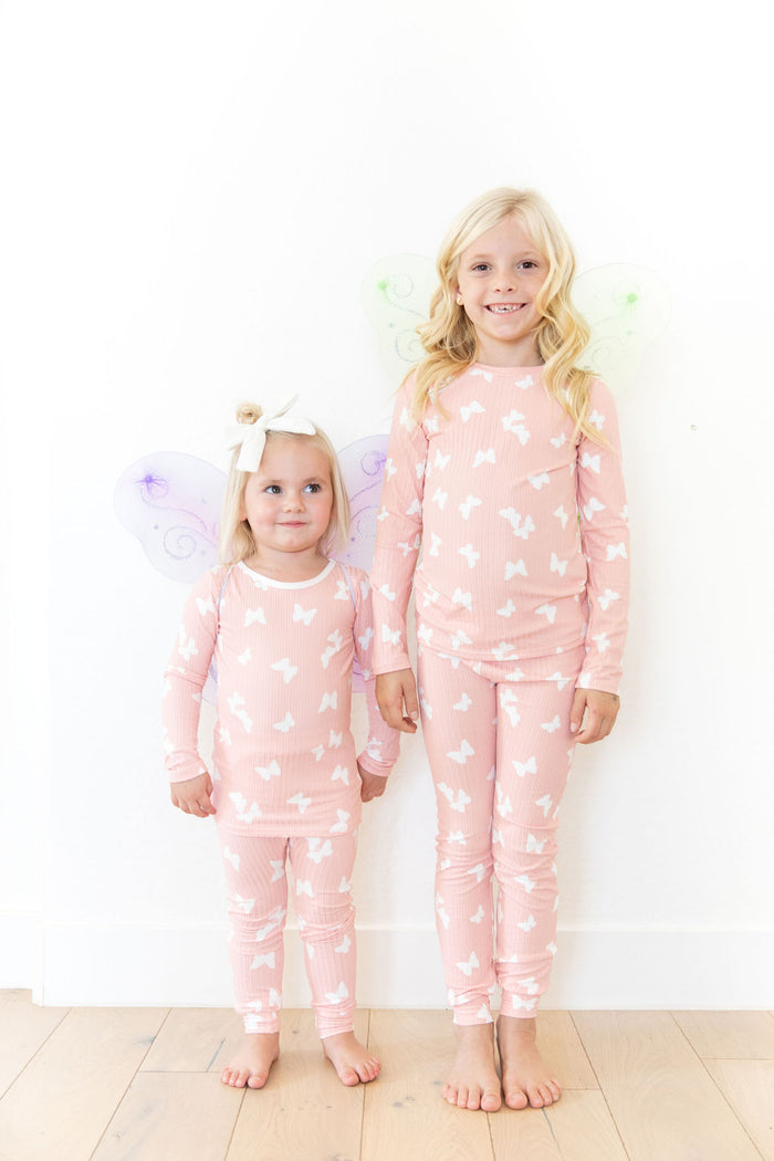 PINK + WHITE RIBBED BUTTERFLY | LONG SLEEVE