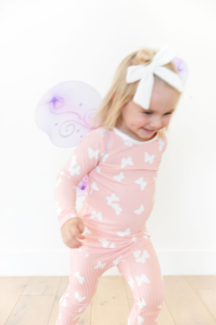 PINK + WHITE RIBBED BUTTERFLY | LONG SLEEVE