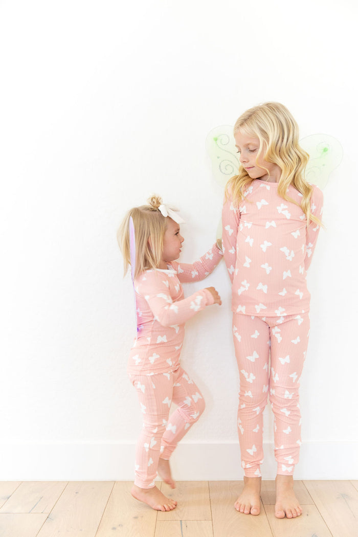 PINK + WHITE RIBBED BUTTERFLY | LONG SLEEVE