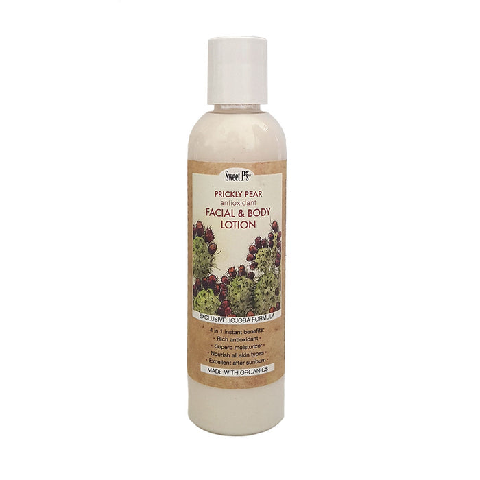 Super rich antioxidant and moisturizer, no added fragrance Jojoba rich moisturizer for face and body Prickly pear juice promotes optimal cellular health Helps protect skin from free radicals Excellent as an after sun treatment or sunburn