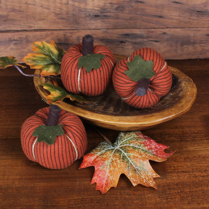 Pumpkin Spice Ticking Mini Pumpkins Set of 3 ON843211 - Interiors by Elizabeth