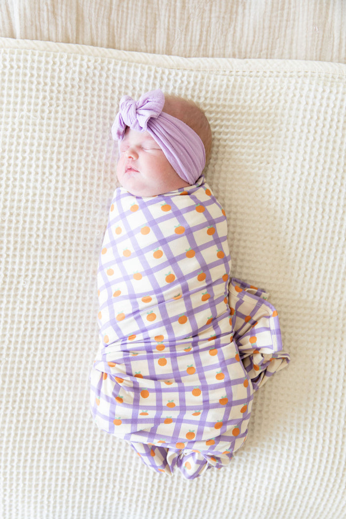 PURPLE GRID + ORANGES | SWADDLE
