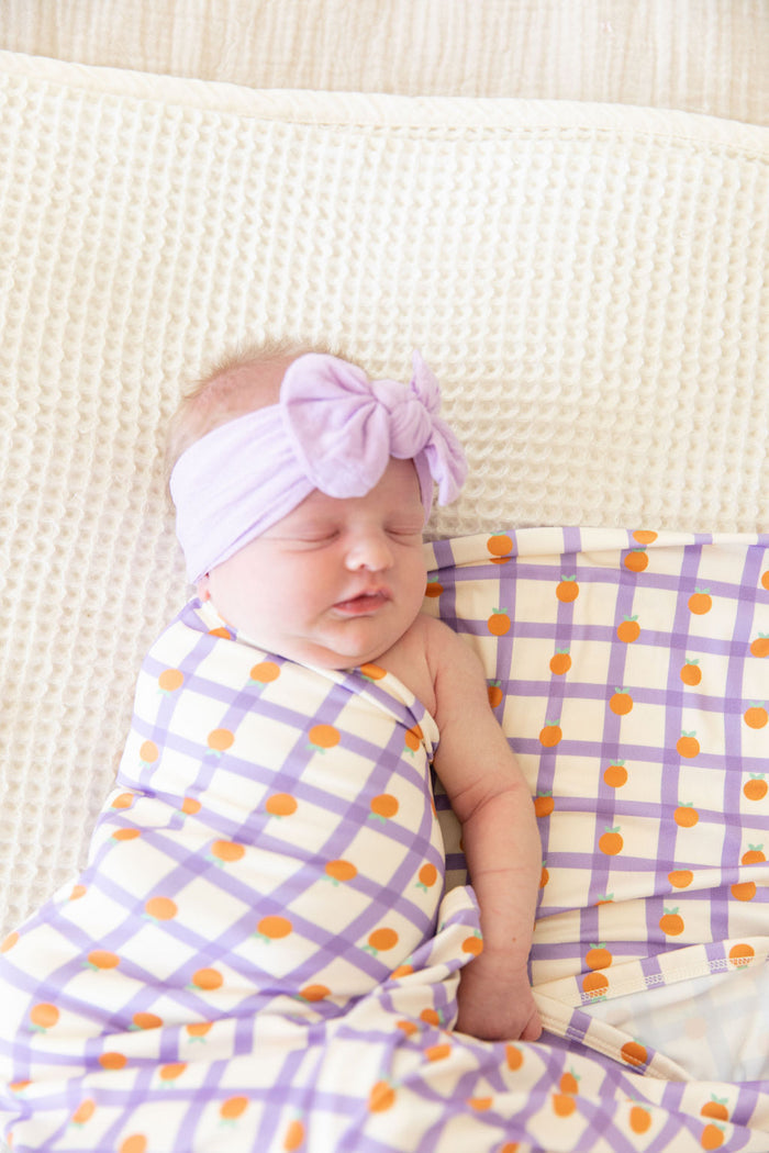 PURPLE GRID + ORANGES | SWADDLE