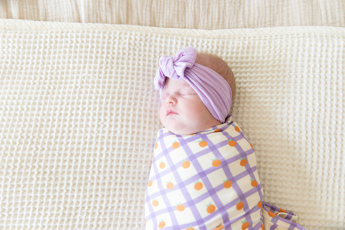 PURPLE GRID + ORANGES | SWADDLE