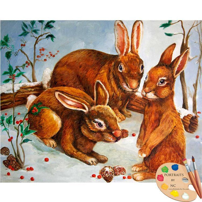 Rabbits in Snow Acrylic Print