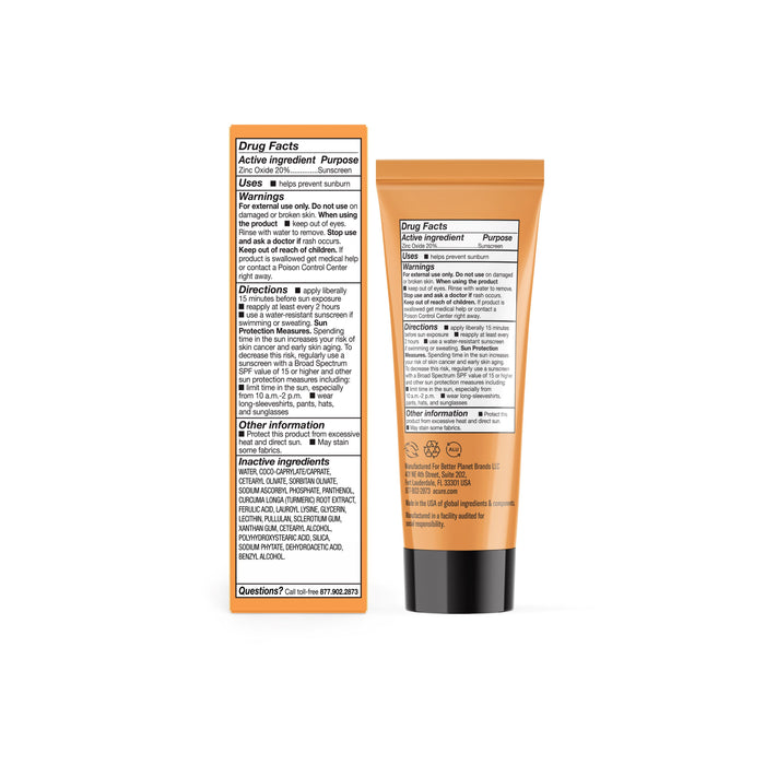 Two orange tubes of Acure Radically Rejuvenating Day Cream SPF 30 are shown: one displays ingredients and drug facts, the other the back label. Enriched with nourishing botanicals, this sunscreen offers gentle daily skin care.
