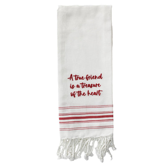 Red A true Friend Towel - Interiors by Elizabeth