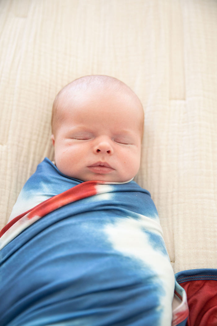 RED + WHITE + BLUE TIE DYE | SWADDLE