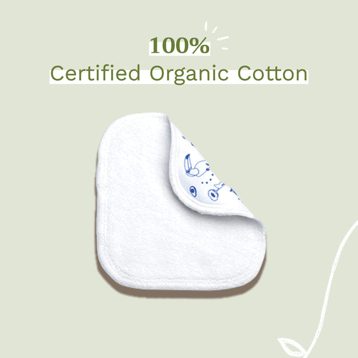 Wipe detail. Text includes: 100% Certified Organic Cotton.
