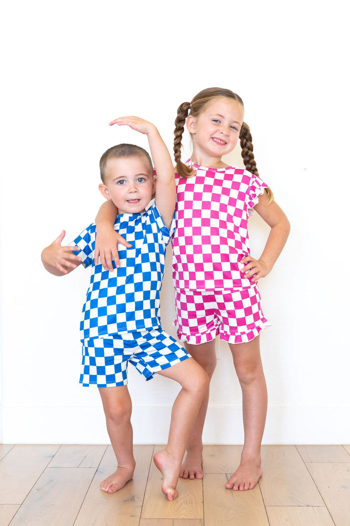 ROYAL BLUE CHECKER | SHORT SET
