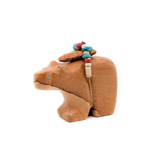 Sandstone bear with Beaded Bundle