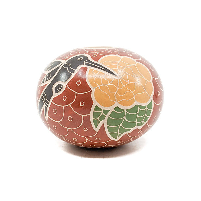 Seed Pot with Hummingbirds & Blossoms-Red