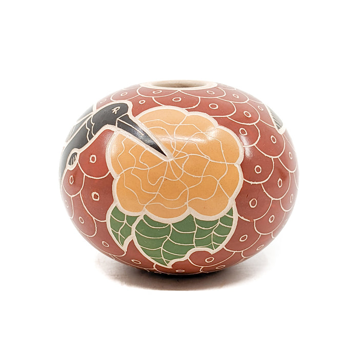 Seed Pot with Hummingbirds & Blossoms-Red