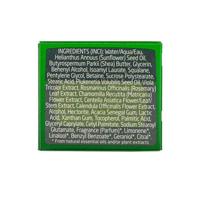 The image displays a green label detailing the ingredients of Weledas Skin Food Face Care Nourishing Night Cream, featuring Water/Aqua, Sunflower Seed Oil, Shea Butter, Glycerin, and assorted plant extracts and oils. It highlights naturally sourced components or essential oils for radiance enhancement.