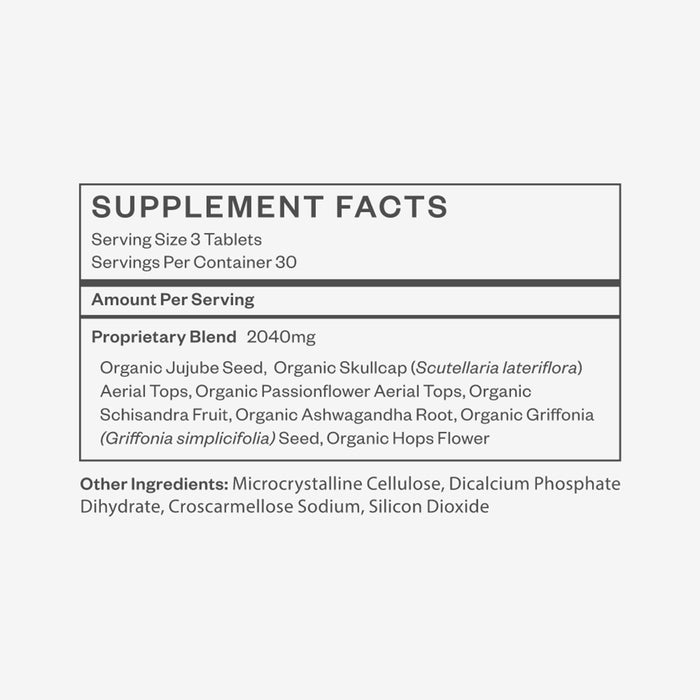 The Sleep Well supplement by WTHN features a 2040mg proprietary blend with ingredients like Organic Ashwagandha Root for sedation, Organic Jujube Seed, and Skullcap to enhance deep sleep. Other ingredients include cellulose, phosphate, and silicon dioxide.
