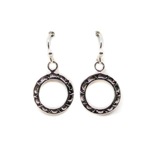 Small Round Stamped Dangle Earrings