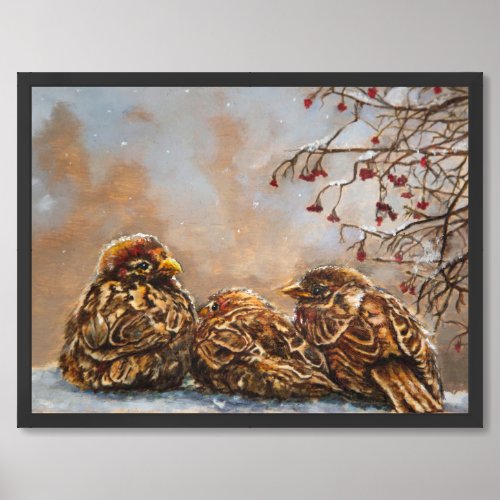 Sparrows Keeping Company - Poster Print 11x14 in