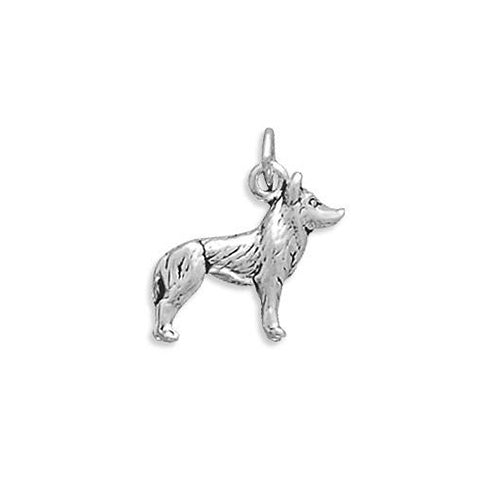 Oxidized sterling silver husky charm 14x14 mm with loop bail