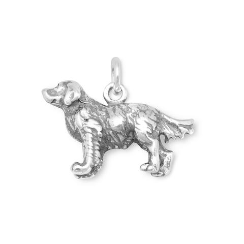 Sterling silver standing golden retriever charm with bail for bracelets or necklaces
